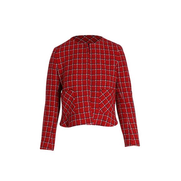 Pre Loved Sandro Paris Sandro Stessy Printed Crop Jacket In Red Acrylic - Picture 1 of 3